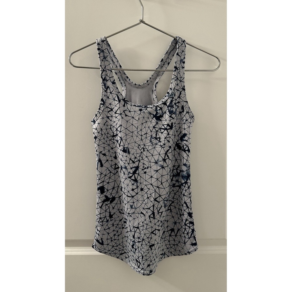 Lululemon Studio Racerback Tank Top Grey Geometric Crushed Line Pattern Women 4